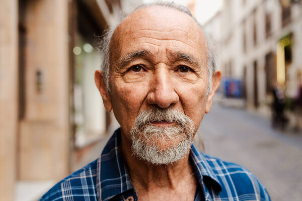 Portrait Elderly Man Looking Camera Retired People Concept Stock Image