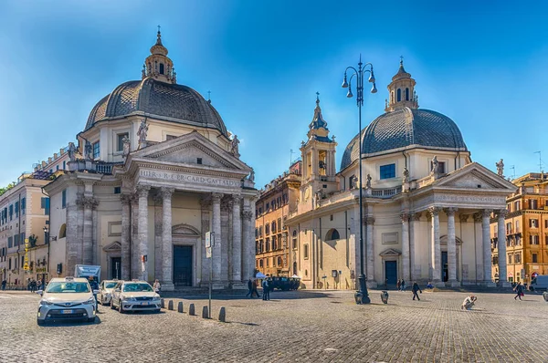Rome Avril 2021 Vue Panoramique Des Églises Jumelles Piazza Del — Photo