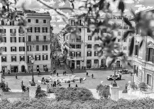 Roma Abril 2021 Vista Panorámica Piazza Spagna Emblemática Plaza Pie — Foto de Stock