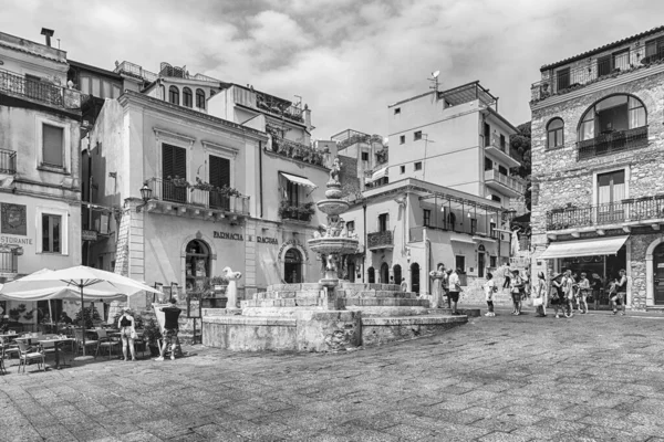 Taormina Itália Agosto 2021 Praça Catedral Uma Das Principais Cidades — Fotografia de Stock