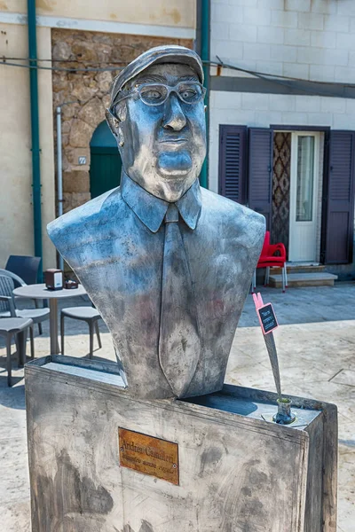 Punta Secca Italy August 2021 Bust Andrea Camilleri Famous Sicilian — Stock Photo, Image