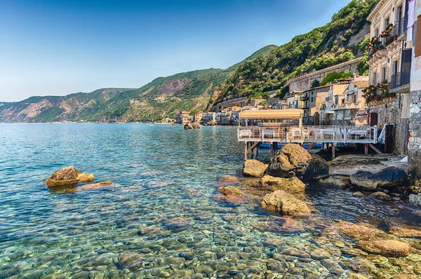 Kıyı Köyü Chianalea Güzel Bir Deniz Manzarası Scilla Calabria Talya — Stok fotoğraf