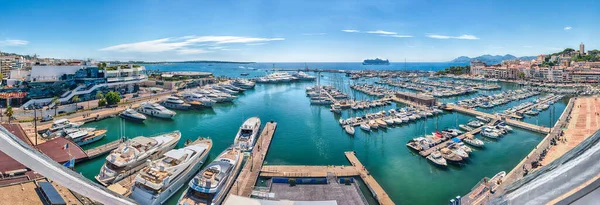 Panoramic Aerial View Vieux Port Old Harbor Cannes Cote Azur — стоковое фото