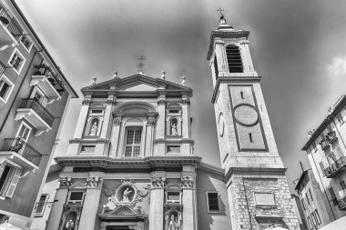 Saint Reparata Barok Katedrali 'nin ön cephesi, eski Nice kasabası, Cote d' Azur, Fransa