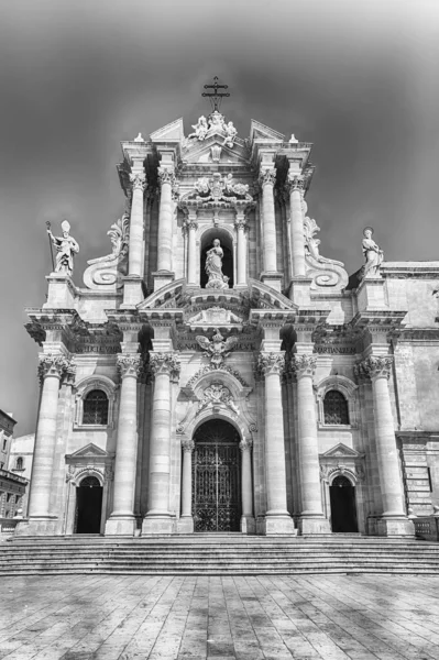 Catedral Siracusa Hito Icónico Centro Histórico Ciudad Isla Ortygia Italia — Foto de Stock