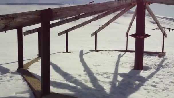 Paisaje Invernal Escénico Con Montañas Cubiertas Nieve Situado Campocatino Ciudad — Vídeo de stock