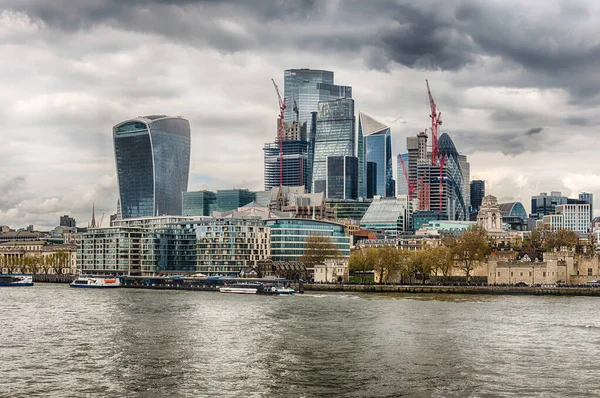Vistas Panorámicas Sobre Río Támesis Horizonte Ciudad Londres Inglaterra Reino — Foto de Stock