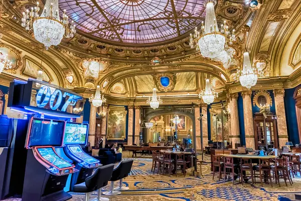 Monte Carlo Monaco August Interiörer Monte Carlo Casino Berömd Spel Stockbild