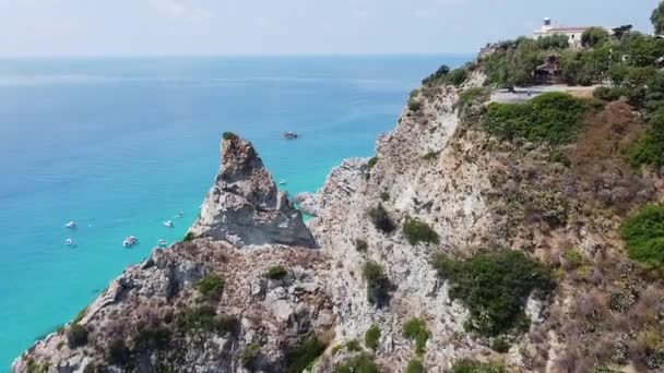 Природный Ландшафт Береговой Линией Капо Ватикано Тирренском Море Италия — стоковое видео