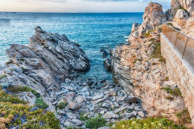 View over the scenic granite rocks in Santa Teresa Gallura, northern Sardinia, Italy clipart