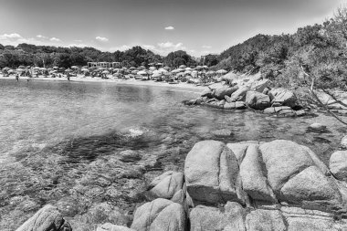 Capriccioli 'nin büyüleyici plajını izleyin. Kuzey Sardunya, İtalya' nın en güzel deniz kenarlarından biri olan Costa Smeralda 'da.