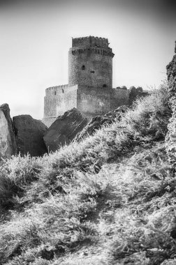 View of the scenic Aragonese Castle, aka Le Castella, on the Ionian Sea in the town of Isola di Capo Rizzuto, Italy clipart