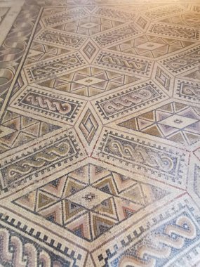 Bardo Ulusal Müzesi Roma mozaiğinin kalıntılarını sergiliyor. Tunus 'taki Bardo Müzesi' nin içinde. Bardo müzesi. Dünyaca ünlü Roma mozaik koleksiyonu ve bir sürü Roma hazinesi barındırıyor. Tunus, Tunus