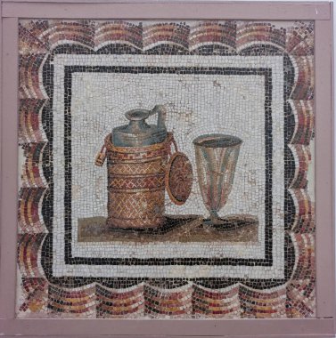 Bardo National Museum exhibiting remains of Roman mosaic. Interior of the Bardo Museum in Tunis. Bardo museum, containing world-famous collection of Roman mosaics and a lot of Roman treasures. Tunis, Tunisia clipart