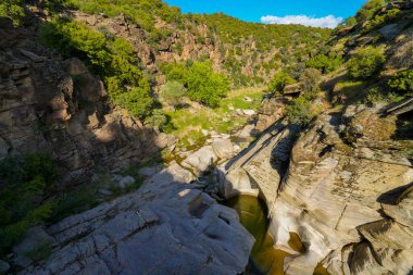 Panorama landscape of rock formations of Tasyaran Valley Natural Park canyon ( Tasyaran Vadisi, Kanyonu ) . Located in Usak (Usak), Turkey clipart