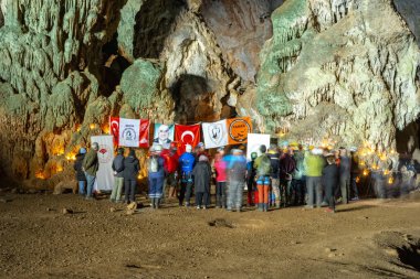 The cave is situated in Killik location of Ahirtas village at Dosemealti  district of Antalya Province.The cave is 633 m long and has two large chambers on the main gallery, which has a clearance. clipart