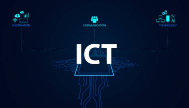 Soyut devre yönetim kurulu Futuristik Modern Kavram ICT Bilgi ve İletişim Teknolojisi veri güvenliği koruma analizi veya veri depolama ve yeniden kullanım işlemleri