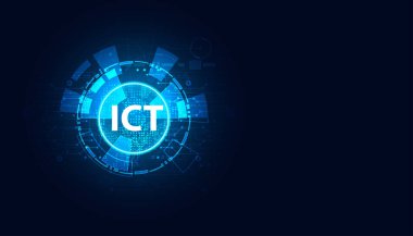 Soyut Çember Fütürist Modern Kavram ICT Bilgi ve İletişim Teknolojisi Veri Güvenliği Koruma Analizi veya veri depolama ve yeniden kullanım işlemleri
