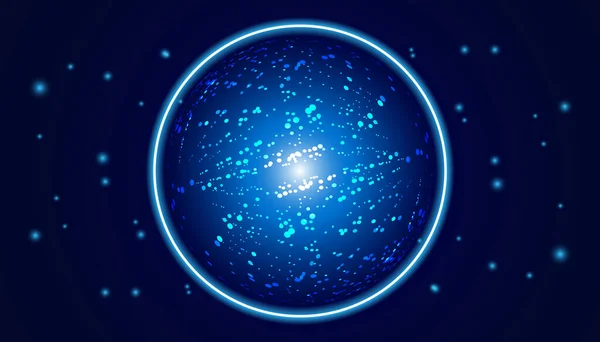 Absztrakt Technológia Futurisztikus Koncepció Atomatom Kommunikáció Modern Kék Háttérrel — Stock Vector