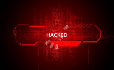 Kırmızı dijital arkaplanda virüsler, kötü amaçlı yazılımlar ya da hackerlar tarafından hacklendiği konusunda uyarıldık..