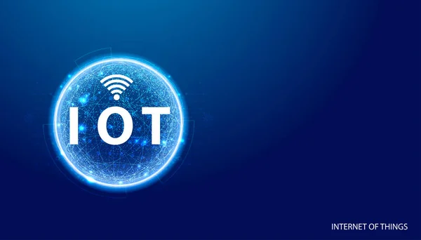 Iot Internet Things Blue Background Image Circle Digital Network Concept — 图库矢量图片