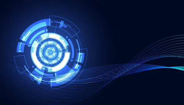 Αφηρημένο Κύμα Κύκλο Σωματιδίων Ροή Όμορφο Μπλε Φουτουριστικό Σύγχρονο Ψηφιακό — Διανυσματικό Αρχείο