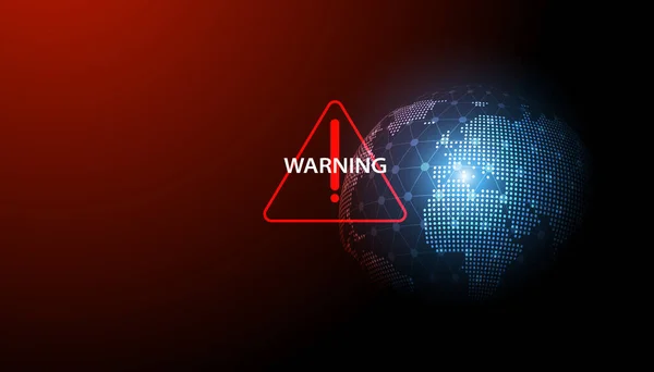 Símbolo Advertencia Rojo Abstracto Mapa Mundial Antecedentes Desastre Advertencia Amenaza — Vector de stock