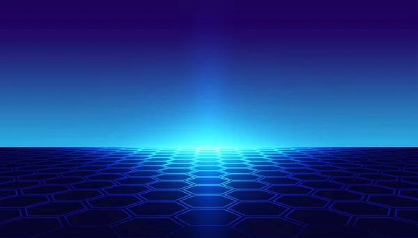 Elvont Háttér Hatszög Horizont Kék Évek Retro Vector Virtuális Világ — Stock Vector