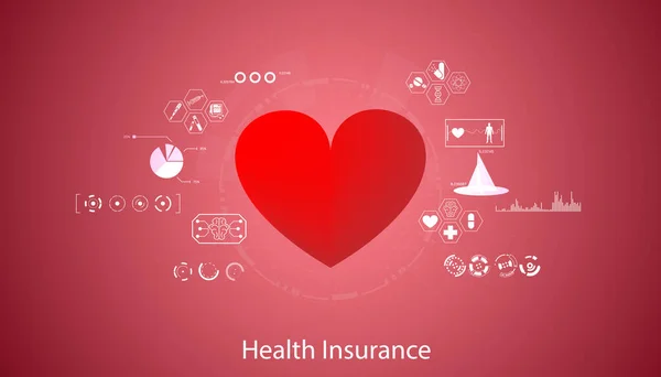 医疗保健图标接口和符号医疗保健治疗和心脏概念治疗或医疗保险 — 图库矢量图片