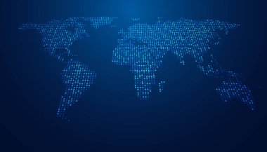 soyut dijital harita dünya mavi arkaplan üzerinde nokta modern fütürist güzel dijital