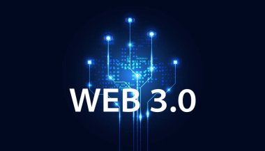 Özet, Web 3.0 ve engelleme zinciri bağlantısı, Teknoloji veya Geliştirme Web Bağlantıları, Yerel, Tasarım, Mavi Arkaplan Uzlaşması. Modern dijital, fütürist