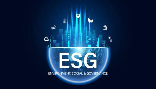 Abstract Esg Concept Milieu Maatschappelijk Governance Geïllustreerd Idee Globale Energiebesparing — Stockvector