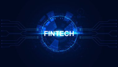 Soyut çember dijital fikirler fintech finansal teknoloji para mavi arka planda modern yeniliği transfer