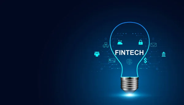 Abstrakte Glühbirne Digitales Konzept Ideen Fintech Finanztechnologie Geldtransfer Moderne Innovation — Stockvektor