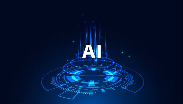 アブストラクトサークル接続 現代システム Aiシステム 人工知能機構 Blue Digital Tech背景未来的現代ベクトルイラスト — ストックベクタ