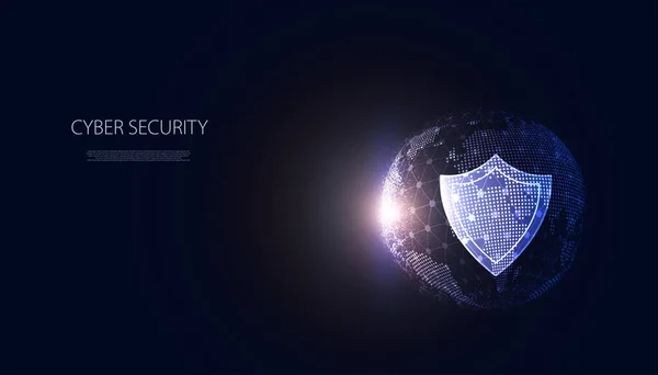 Koncept Štít Světový Štít Kybernetická Bezpečnost Line Ochrana Krádeží — Stockový vektor