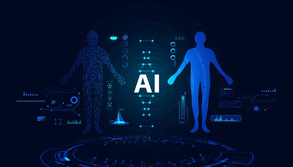 Concept Dna Menselijke Gen Editing Gen Learning Robot Digitale Blauwe — Stockvector