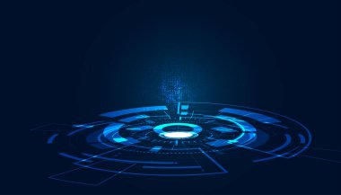 Soyut Çember Dijital Devre Kavramı Işık Çemberi Ağ Bağlantısı Mavi Dijital Fon Modern.