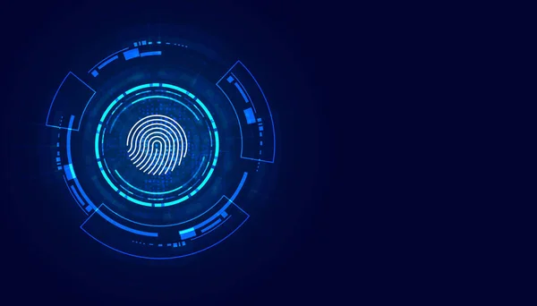 Abstrakcyjny Okrąg Cyfrowe Cyberbezpieczeństwo Połączenie Linii Papilarnych Komunikacja Futurystyczny Niebieskim — Wektor stockowy