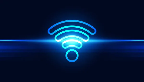 Abstract Wifi Verbinding Concept Verbinding Netwerk Mensen Communicatie Een Blauwe — Stockvector