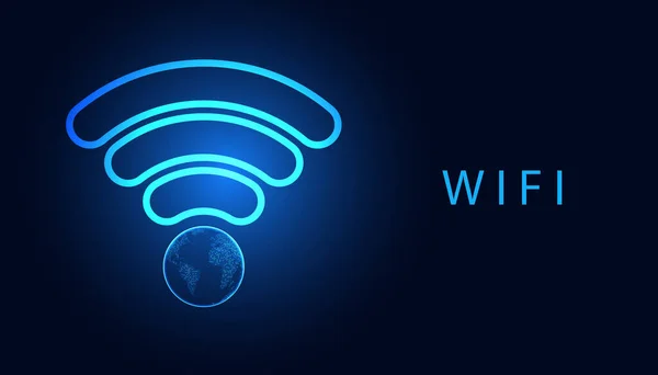 Abstrakt Värld Wifi Anslutning Koncept Anslutning Nätverk Människor Kommunikation Blå — Stock vektor