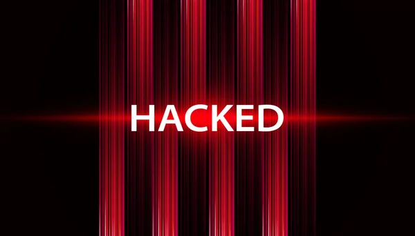 抽象的な単語信号や警告されているそれは赤のデジタル背景にウイルス マルウェアやハッカーによってハッキングされています — ストックベクタ