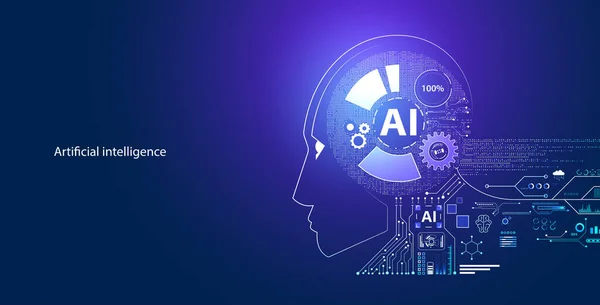 Makine öğrenme konsepti ai dijital girdi formu hud arayüzü robot yüz ve parçacık mavi arkaplan dijital fütüristik hi teknoloji güzel