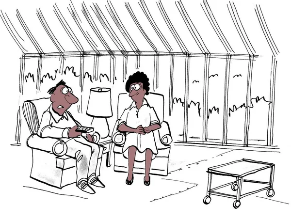 Illustration Eines Verstörten Afroamerikanischen Paares Dessen Haus Aus Geldmangel Kahl — Stockfoto