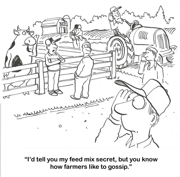 Karikatur Eines Bauern Der Seinen Futtermix Teilen Würde Aber Alle — Stockfoto