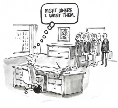 Elinde bowling topu tutan kötü bir patronun çizgi filmi. Bütün çalışanlarına zarar vermek için kullanmayı planlıyor..