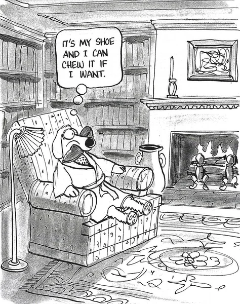 Karikatur Eines Hundes Seinem Großen Schönen Zuhause Sessel Und Beim Stockbild