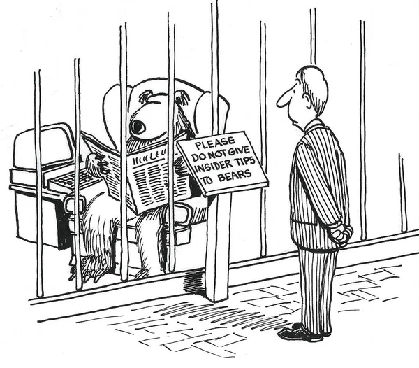 Caricatura Hombre Leyendo Signo Del Oso Des Consejos Los Osos Imágenes de stock libres de derechos