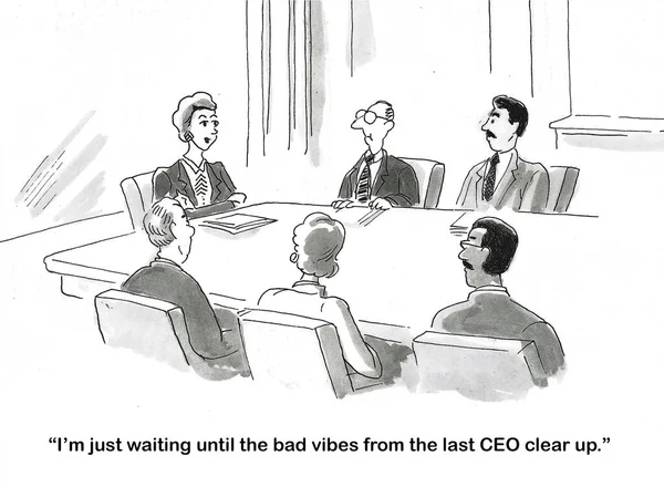 Cartoon Female Ceo Meeting Stating She Waiting Old Ceo Vibes — Stock Photo, Image
