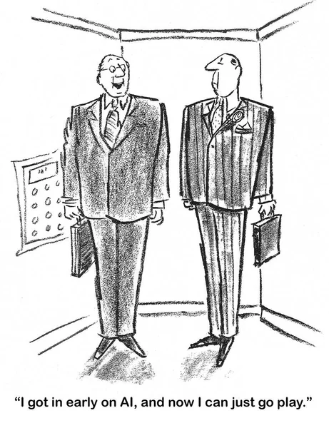 Karikatur Eines Professionellen Mannes Der Mit Einem Anderen Prahlt Sei — Stockfoto